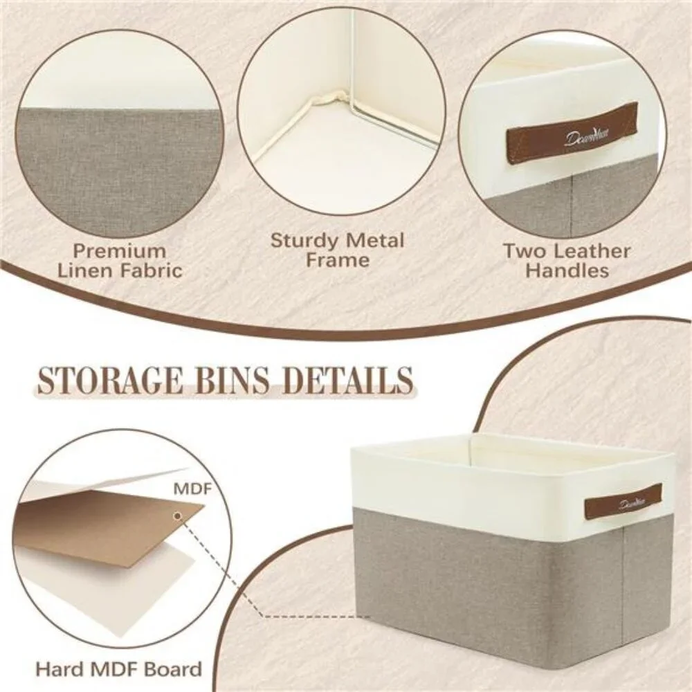 Collapsible Fabric Storage Bins Set of 3 Large Shelf Organizers with Handles